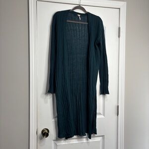 Free People Teal Lightweight Ribbed Duster/Cardigan Size Medium